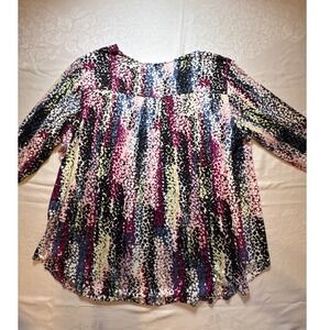 Republic Clothing Corp Abstract Dotted Stripe Multi-Color Knit Top Blouse 2X